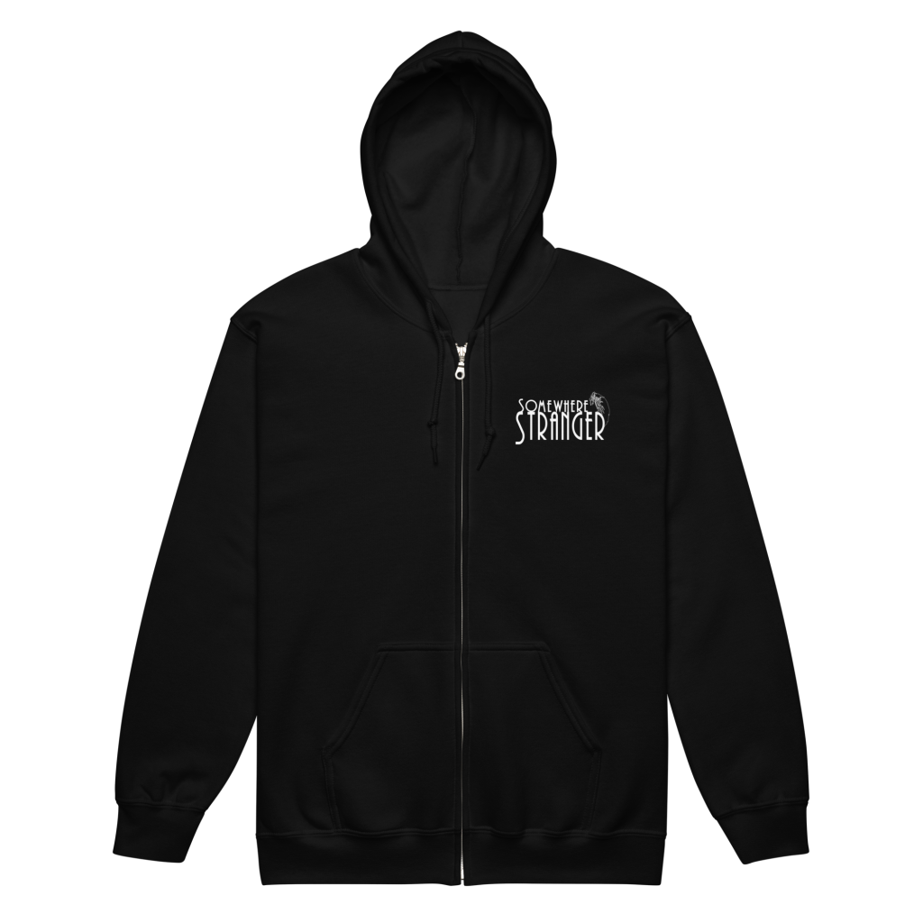 White Logo Unisex Heavy Blend Zip Hoodie